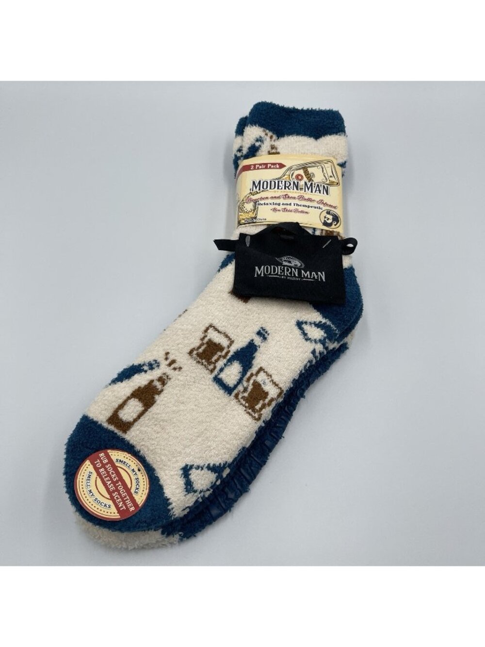 Modern Man by Aromasoles Bourbon & Shea Butter Infused Non-Skid Novelty Socks